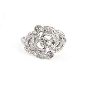 Vintage Platinum Freeform Diamond Ring