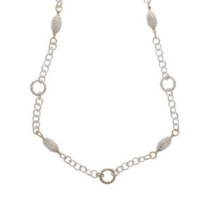 Sterling Silver & 14K Gold 24" Station Chain by Vahan Sterling Silver & 14K Gold 24" Station Chain by Vahan