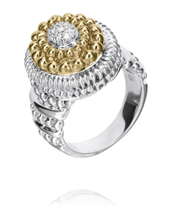 Sterling Silver, 14k Yellow Gold Two-toned Diamond Ring by Alwand Vahan Sterling Silver, 14k Yellow Gold Two-toned Diamond Ring by Alwand Vahan