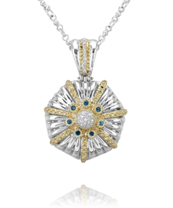 Alwand Vahan Sunburst Diamond & London Blue Topaz Pendant Alwand Vahan Sunburst Diamond & London Blue Topaz Pendant