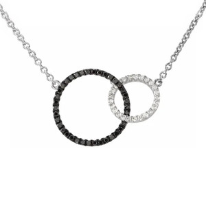 14K White Gold Black & White Diamond Interlocking Circle Necklace