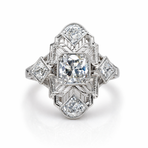 Vintage 14K White Gold & Diamond Filigree Ring