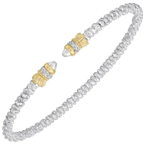 14K Gold & Sterling Silver Crown Accent Bracelet