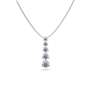 14K White Gold 5 Stone Graduating Diamond Drop Pendant