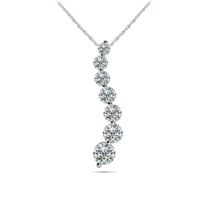 14K White Gold 7 Stone Diamond Journey Pendant