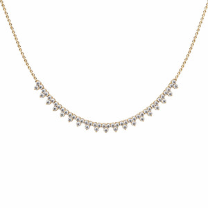 14K Yellow Gold Triple Diamond Half Tennis Necklace, 2ctw