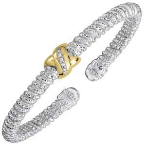 14k Gold & Sterling Silver Stackable Diamond Cuff