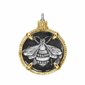 14K Gold and Sterling Silver Bee Medallion Coin Pendant