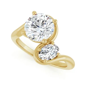 14K Yellow Gold Two-Stone Bypass Semi-Set Engagement Ring
