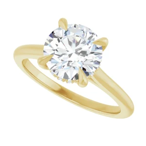 14K Yellow Gold Round Hidden Halo Solitaire Engagement Ring