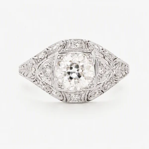Vintage 1920s Platinum Old Euro Cut Diamond Engagement Ring