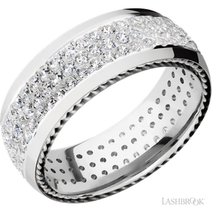 14K White Gold and Round Lab Grown Diamond Band by Lashbrook Designs