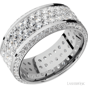 14K White Gold and Round Lab Grown Diamond Band 10mm by Lashbrook Designs