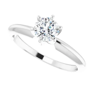 14K White Gold 6 Prong 1.00ct Round Brilliant Diamond Solitaire Engagement Ring