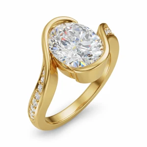 14K Yellow Gold 2.04ctw Lab-Grown Oval Bypass Diamond Engagement Ring