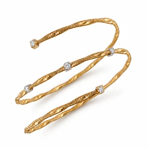 14K Yellow & White Gold .32ctw Diamond Twisted Wire Finish Flex Wrap Bracelet