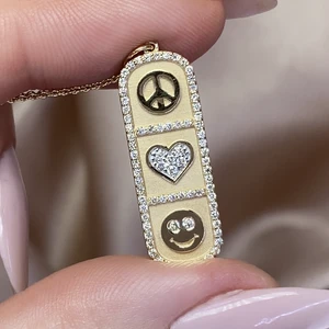 14K Yellow Gold Diamond Cartouche Icon Necklace by Sydney Evan