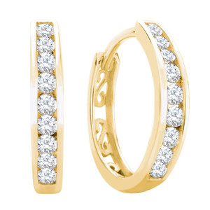 10K Yellow Gold Diamond Hoop Earrings - .15ctw 10K Yellow Gold Diamond Hoop Earrings - .15ctw