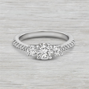 14K White Gold 3 Stone Diamond Engagement Ring by Romance, GIA Certified 14K White Gold 3 Stone Diamond Engagement Ring by Romance, GIA Certified