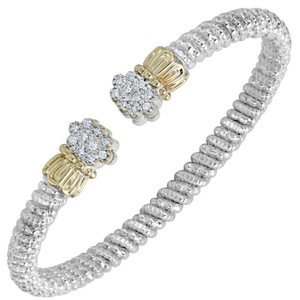 14kt Yellow Gold and Sterling Silver Diamond Bangle by Alwand Vahan, 4mm .20ctw