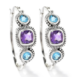 Samuel B Amethyst and Blue Topaz Earrings Samuel B Amethyst and Blue Topaz Earrings