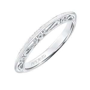 14kt White Gold with Filigree Gallery Wedding Band by ArtCarved 14kt White Gold with Filigree Gallery Wedding Band by ArtCarved