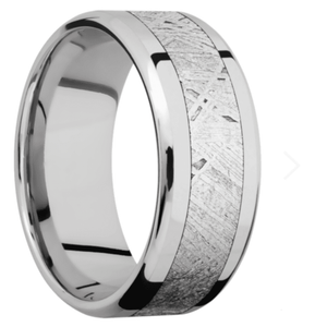Cobalt Chrome Wedding Band with Meteorite Inlay Cobalt Chrome Wedding Band with Meteorite Inlay