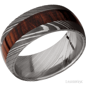 Damascus Steel & Exotic Hardwood Wedding Band