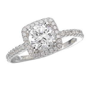 18K Pave Diamond Engagement Ring With Halo .24ctw 18K Pave Diamond Engagement Ring With Halo .24ctw