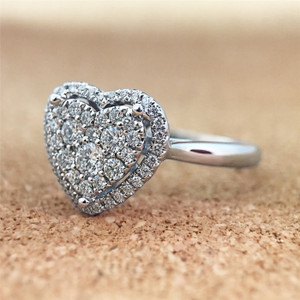 14K White Gold and heart Shaped Diamond Engagement Ring