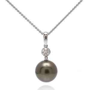 South Sea Pearl Necklace With Diamond Cluster
