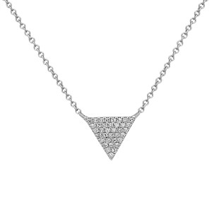 14K White Gold, Diamond Triangle Necklace by Bassali 14K White Gold, Diamond Triangle Necklace by Bassali