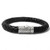 Samuel B Sterling Silver Woven Black Leather Men's Bracelet
