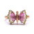 14k Rose Gold Watermelon Tourmaline Carved Butterfly Ring 14k Rose Gold Watermelon Tourmaline Carved Butterfly Ring