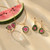 14K Yellow Gold Hoop Watermelon Tourmaline Earrings