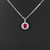 14K White Gold Ruby & Diamond Halo Necklace