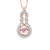 Ladies 10K Rose Gold Diamond & Pink Sapphire Beat of the Heart Knot Necklace