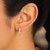 14K White Gold Diamond & Pink Sapphire J-Hoop Earrings