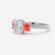 14K White Gold Pink & White Diamond 3 Stone Ring