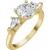 14K Yellow Gold 3 Stone Round Brilliant & Kite Shaped Diamond Engagement Ring