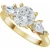 14K Yellow Gold 3 Stone Round Brilliant & Kite Shaped Diamond Engagement Ring