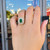 18K Yellow Gold Estate Emerald & Diamond Halo Ring
