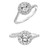 14kt White Gold Halo Engagement Ring Set by ArtCarved, Swirl Shank