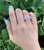 14k White Gold Saddle Ring with Diamonds & Pink Sapphires
