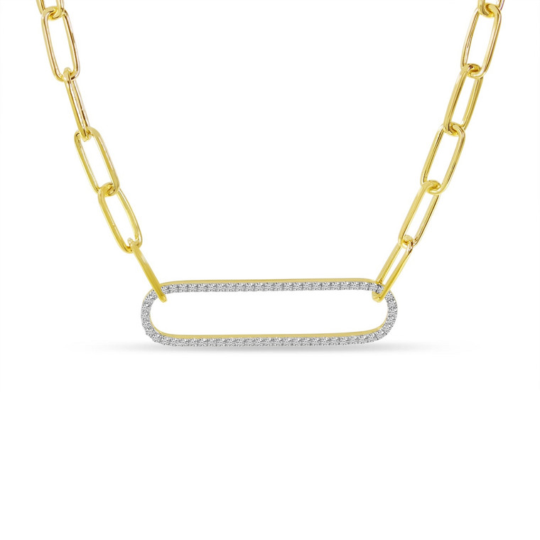 14k Yellow Gold & Diamond Paperclip Necklace by Brevani