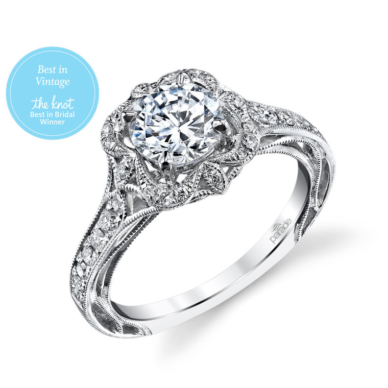 18kt White gold and Diamond Vintage Inspired Engagement Ring by Parade