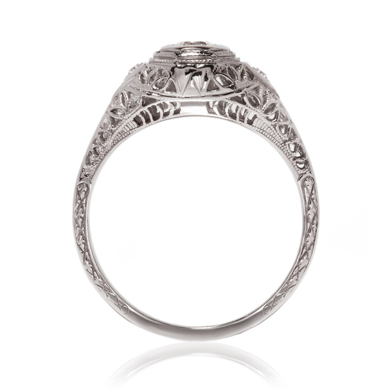 Vintage White Gold Diamond Engagement Ring With Filigree