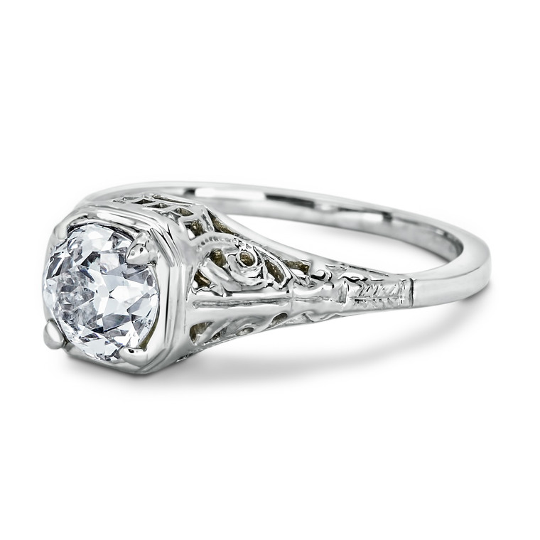 Vintage Diamond Filigree Engagement Ring - Etta