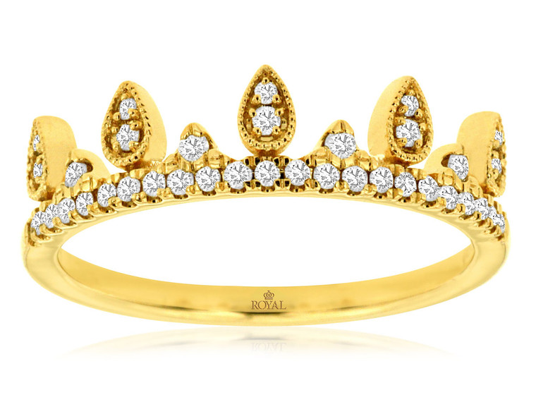 14k Yellow Gold & Diamond Crown Ring