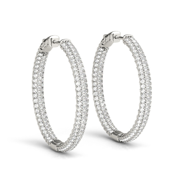 14K White Gold & Diamond Pave Hoop Earrings